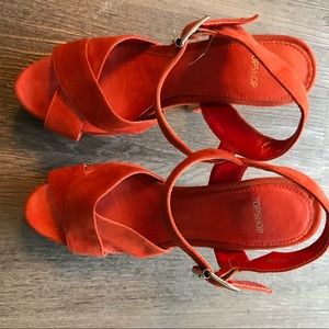 Topshop Orange Platform Sandals